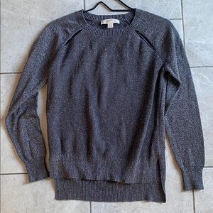 Michael Kors Silver Sparkly Open Slit Shoulder Sweater